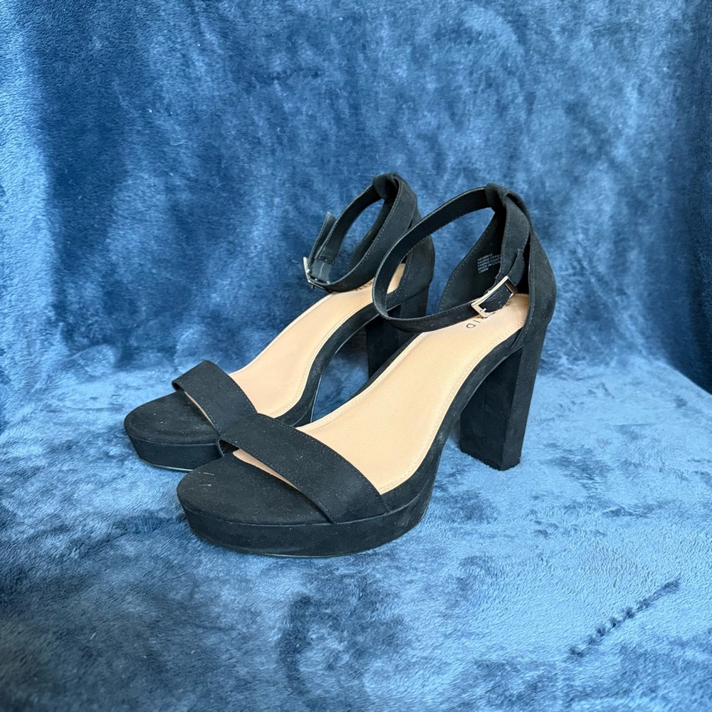 Torrid Black Block Heel Sandals with Ankle Straps